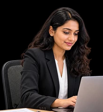 Woman working on a laptop