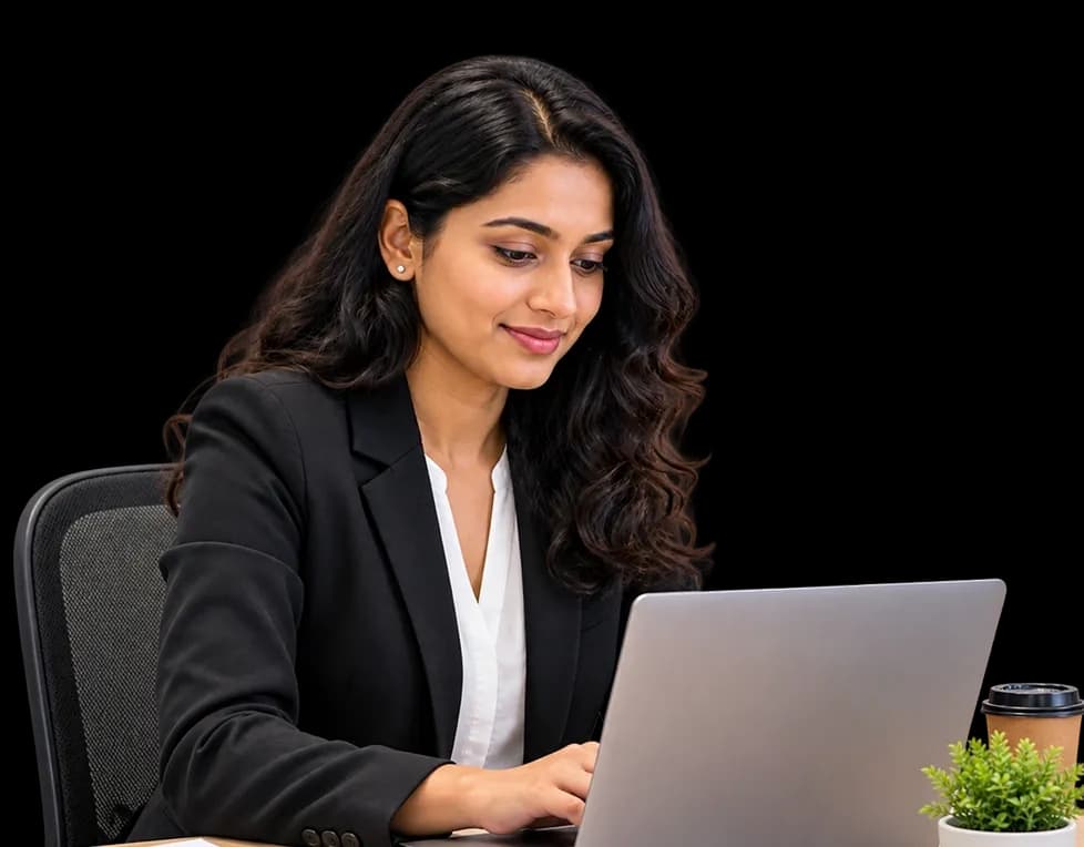 Woman working on a laptop