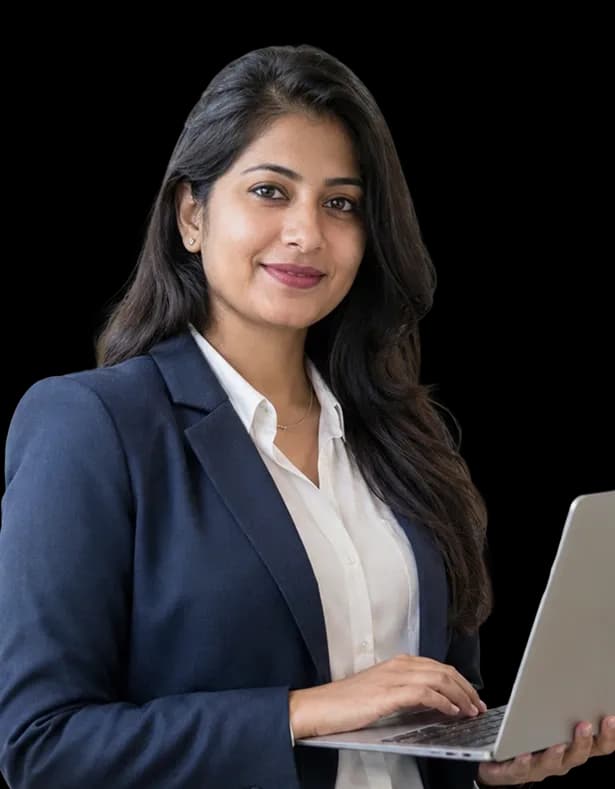 Woman working on a laptop
