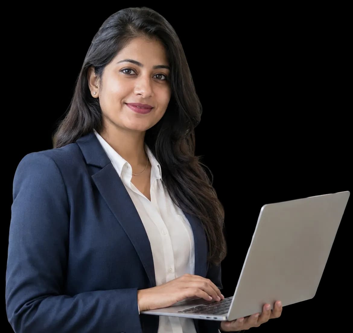 Woman working on a laptop