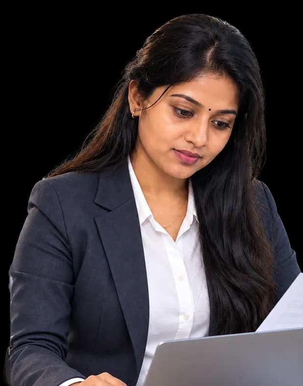 Woman working on a laptop