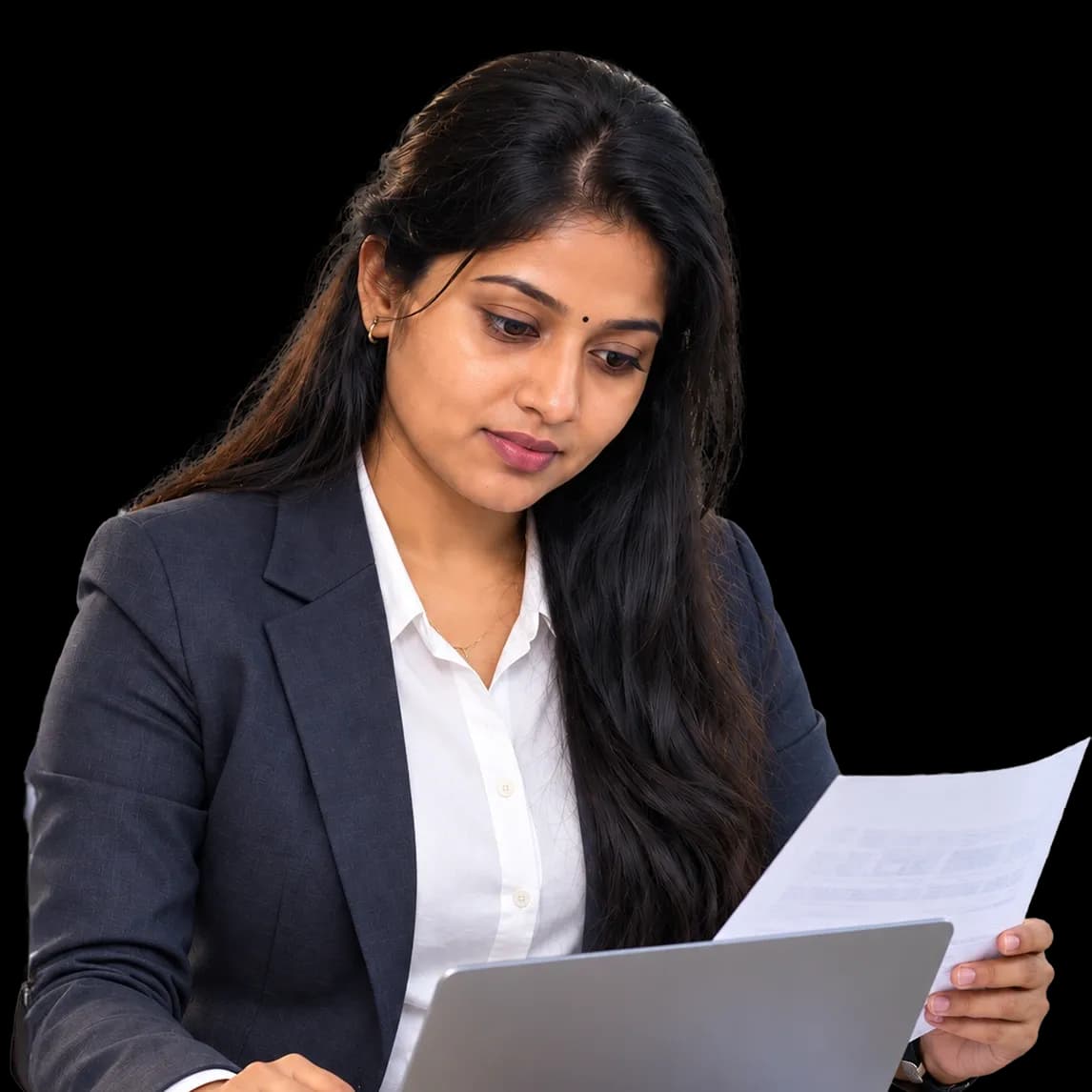 Woman working on a laptop