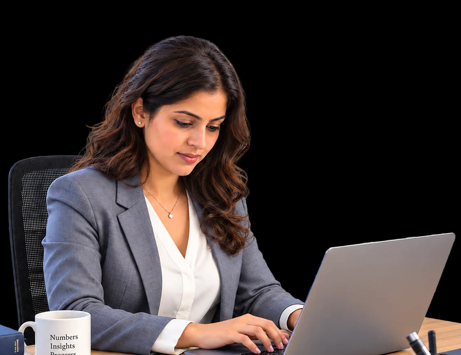 Woman working on a laptop